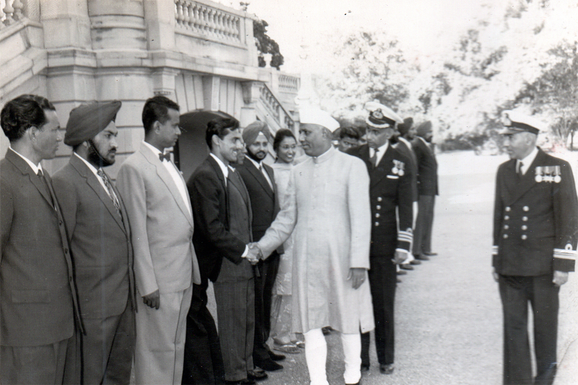 Hon'ble Former Defence Minister Mr. Y. B. Chavan being introduced to Staff of SS Kapurthala